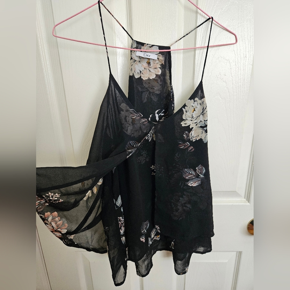 ⭐️Dex Black Floral Sheer Spaghetti Strap Camisole